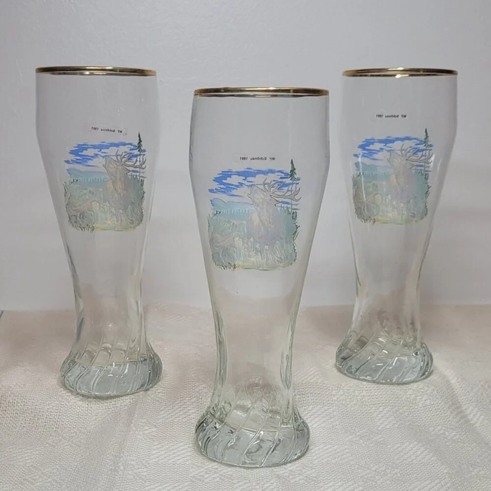 Vintage German Volksmarch Glass Beer Mug with Gold Rim - WF Schonau 1991- 1glass